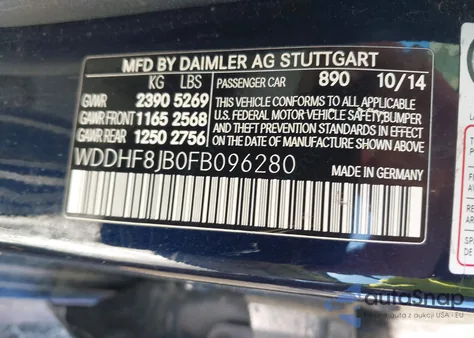 2015 Mercedes-Benz E 350 4Matic z USA, uszkodzony, nr VIN WDDHF8JB0FB096280